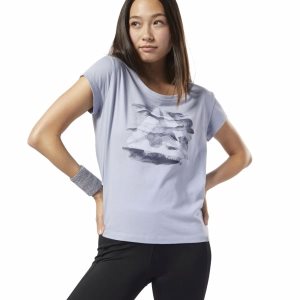 Reebok Graphic Series Camo Easy T Shirt Damen - HellBlau - DE 419-UWJ